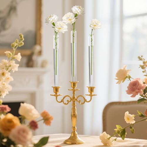 6 Pack 7.9” Acrylic Bud Vase — Striped Cylinder Bud Vase for Taper Candlesticks, Flower Vase with Silicon Rubber Case Fits Candlestick Size 20-22mm, Perfect for Tablescapes, Weddings & Home Decor - size: 6 PC Striped