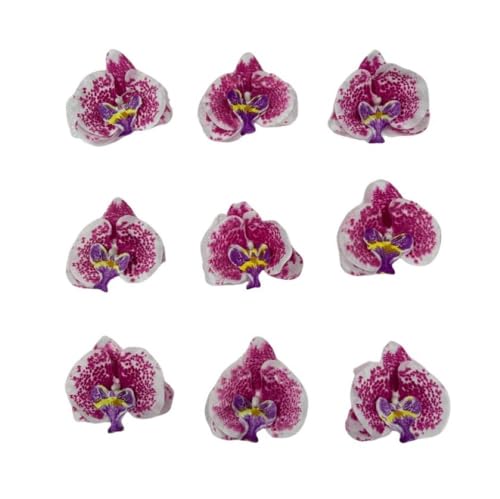 Corkwaw 50 Pcs Orchid Petals Artificial Decorations Orchids Heads Flowers Faux Silk Phalaenopsis Butterfly Flower Heads for Handmade DIY Home Wedding Party Decoration (Purple) - color: Purple