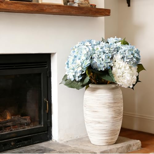 ALMA 12'' White Ceramic Vase with Wide Mouth, Mordern Boho Pampas Grass Vase for Table Centerpieces, Rustic Flower Vase for Living Room, Farmhouse, Entryway, Mantel, Bookshelf, Home Decor - color: Wide Mouth-white-12"