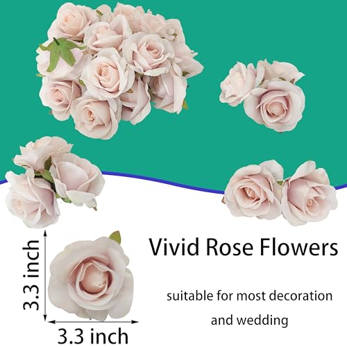 ATFL Artificial Satin Rose Flower Heads,42 Pcs Silk Rose Heads with Stems,3.5'' Rose Artificial Flowers Bulk,Artificial Rose Flower Heads for DIY Crafts Bouquet (42, Fall Pink) - color: Fall Pink