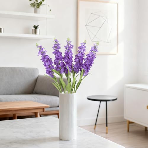 Dark Purple Delphinium Artificial Flowers 5PCS Silk Flowers with Stems Snapdragon Long Stem for Tall Vase Home Wedding Centerpieces Decor (Dark Purple) - color: Dark Purple