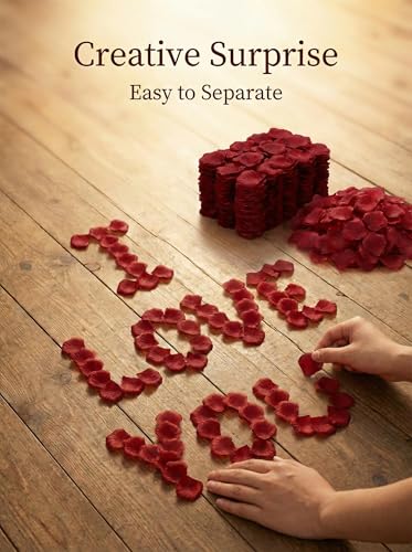 2200 Pcs Artificial Fake Rose Petals,Flower Petals for Romantic Night,Engagement, Party, Wedding, Event Flower Decorations, in Bulk(Dark Red) - color: Dark Red, size: 2200Pcs