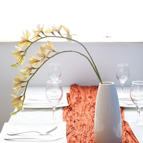 IPOPU 5 Pcs Real Touch Faux Orchid Champagne Orchid Artificial Flowers with Long Stem for Wedding Party Centerpiece Bridal Bouquet DIY Home Living Room Decoration - color: Champagne