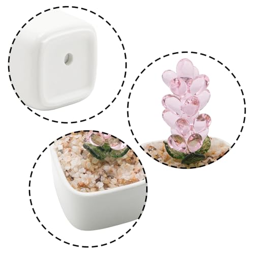 Pink Glass Hyacinth Planter 3.7 Inch Potted Faux Hyacinth for Desk Decor Home Aesthetics - color: Pink Hyacinth