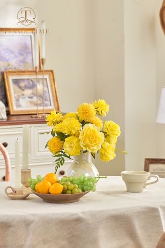 TINGE TIME Yellow Artificial Flowers Combo Box Set, Gradient Color Fake Flower Leaf with Stems for DIY Wedding Bouquets Table Centerpieces Baby Shower Home Party Floral Arrangements Decorations - color: Yellow