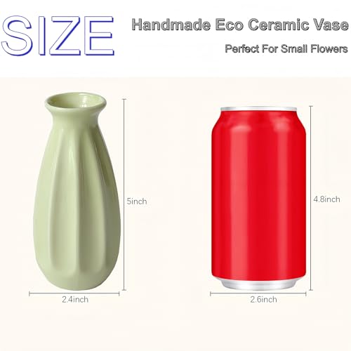 6-Pack Simple Vase Set for Flowers Plants, Small Cute Flower Vase for Modern Table Shelf Home Decor Wedding Boho Decor, Farmhouse - color: 6pc-stjh-green