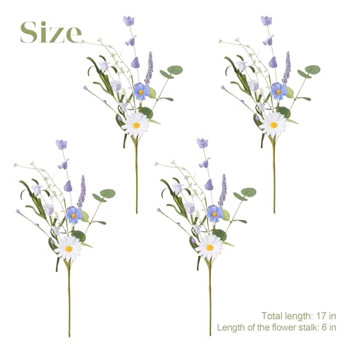 12 Pack Spring Decorations for Home, 3 Colors Flowers Artificial for Decoration, 17 Inch Flores Artificiales para Decoracion with Daisy for Spring Summer Decor - color: Spring - Daisy, size: 12 Pcs