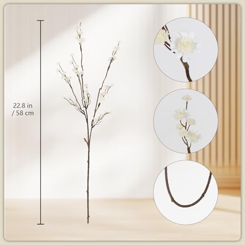White Babys Breath Artificial Flowers,10PCS Realistic Fake Gypsophila Flowers Bulk 22.8" Long Stem Silk Flowers for Wedding Bouquets Home Party Centerpieces Decorations (White) - color: White