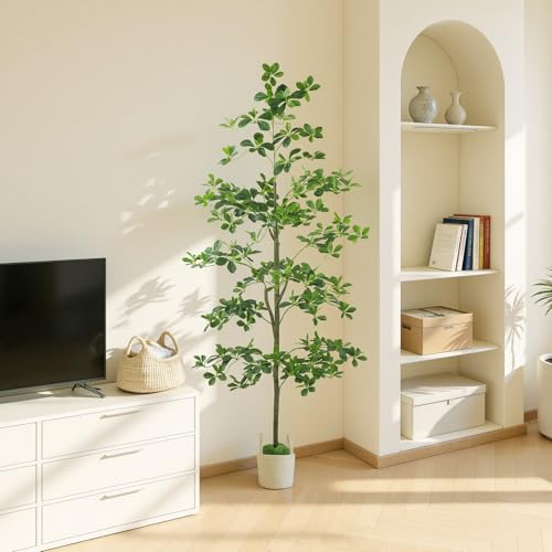 Caxchiling Artificial Black Olive Tree 6FT, Fake Potted Tree for Indoor Outdoor, Lifelike Faux Floor Plants with Moss Topper and Cotton Basket, Home Office Living Room Bedroom Doorway Hallway Decor - color: Black Olive