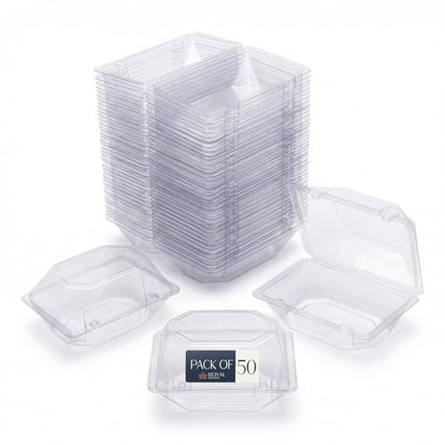 Royal Imports 50 Pack Clear Plastic Flower Box for Corsage, Boutonniere, Rose, Orchid Prom Wedding Craft Container 6x5x4