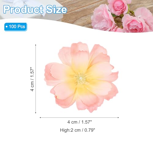 PATIKIL 100 Pcs Fake Silk Flower Heads, 1.6 Inch Artificial Cherry Blossom Faux Flower Heads for DIY Craft Wedding Party Home Wreath Decoration, Bright Red - color: Bright Red