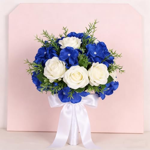 WEISPARK 100PCS Artificial Hydrangea Flowers, Fake Flowers Silk Hydrangea Full Flowers Heads with Stems for Wedding Home Party Shop Baby Shower Decor (Royal Blue) - color: Royal Blue