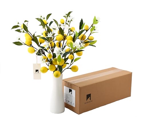 6 Pcs of simulated flowers. 23 inch simulated lemon flowers Suitable for both indoor and outdoor use Office decoration Restaurant decoration Festivals Gathering and other occasions - size: 23