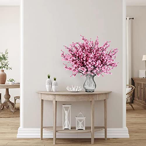 Sggvecsy 15 Pcs Babys Breath Artificial Flowers Gypsophila Bouquets Bulk Real Touch Fake Silk Flowers for Home Wedding DIY Floral Arrangement Kitchen Table Centerpiece Festival Decoration (Pink) - color: Pink, size: 15Pcs