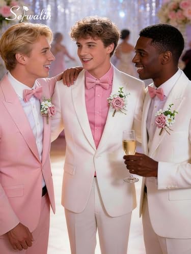 Serwalin 6PCS Pink Rose Boutonniere for Men Wedding Groom Groomsmen Best Man Boutonniere for Wedding Ceremony Anniversary Prom Flowers Formal Dinner Party - color: Pink, size: Boutonniere 6pcs