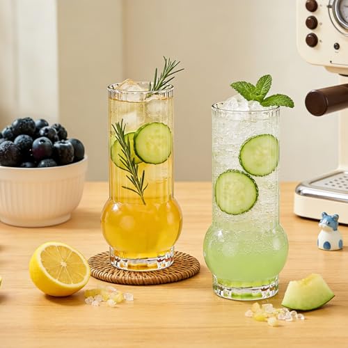 Ribbed Glass Cylinder Vases，6.5 Inch Drinking Glasses，Flower Vase 12 pcs | for Home Decor, Wedding Centerpiece Table Decoration, Modern Glass Flower Vases for Living Room, Dining Table & Event Styling - size: Ribbed Juice Vase-12PCS