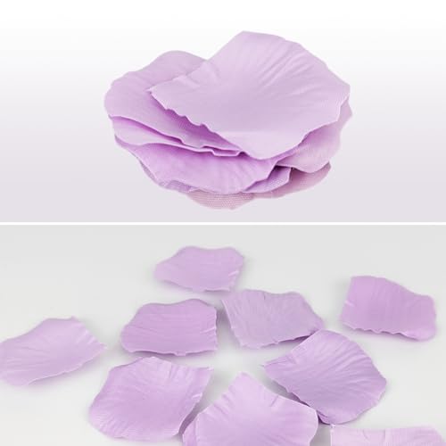 JHFGJGH 500 Pcs Exquisite Light Purple Rose Petals, Emulation Silk Rose Petals, Artificial Flower Petals for Romantic Nights, Weddings, Events, and Valentine's Day Deco (Light Purple) - color: Light Purple