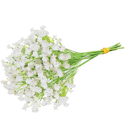 ABAJI Tiny Babys Breath Artificial Flowers Gypsophila Real Touch Flowers for Wedding Party Home Garden Decoration 12 inch in Length Very Small and Short - color: White, size: 12 PCS