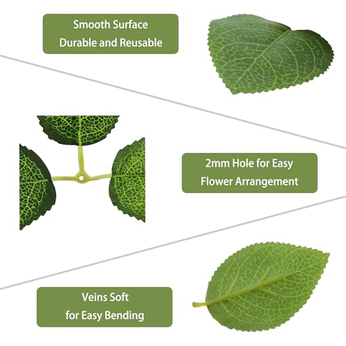 100 Pcs Artificial Flowers Green Leaf Bulk Faux Greenery Silk Fake Rose Leaves Bouquet Garland Wreath Floral Arrangement Supplie DIY Craft (3 Large-Leaf Green) - color: 05. 3 Large-leaf Green