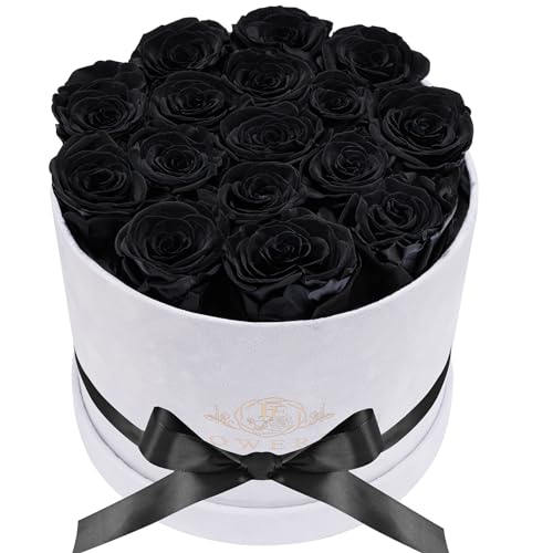 Prifroti 17 Flowers in a Luxury Suede Box, Birthday Gifts for Women, Preserved Flowers, Mothers Day Roses Gift for Mom, Black - color: Black, size: 17 Roses