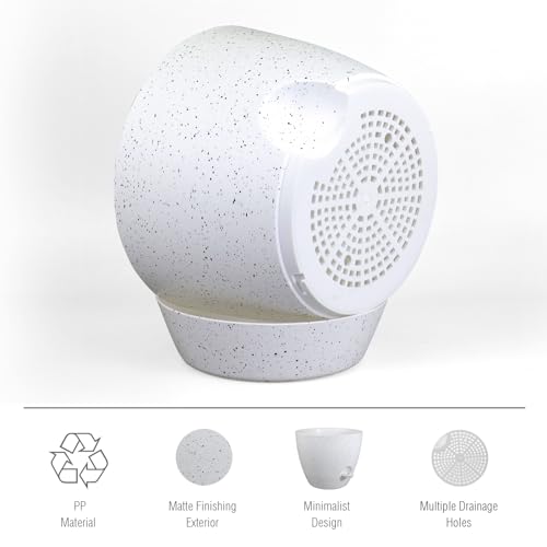 Meowell 12 inch Large Self Watering Pots for Indoor Outdoor Plants, Plant Pots with Mesh Drainage Holes for Garden House Plants, Plastic Planters with Reservoir for Flower, Speckled White - color: Speckled White, size: 12inch B