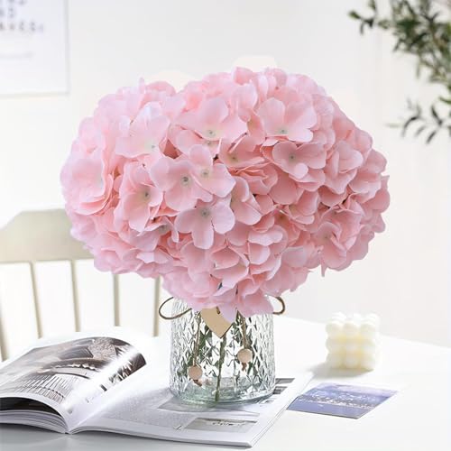 AVIVIHO 60 PCS Pink Hydrangea Artificial Flowers Bulk Fake Hydrangea Silk Flowers with Stems Flower Bouquets for Florals Arrangement Home Wedding Party Centerpieces Decor Arch Decoration - color: Pink, size: 60PCS