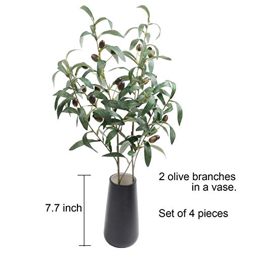 SHACOS 4 PCS 28 inch Artificial Olive Branches for Vases Greenery Olive Stems Faux Tree Branch Twig for Home Wedding Shop Office Garden Decor DIY Floral Crafts - size: 28" Tall