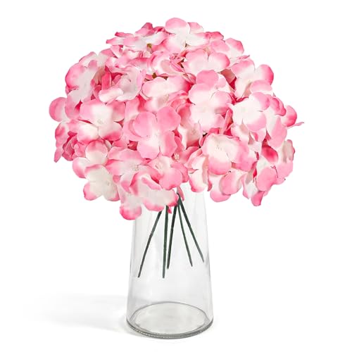 Auihiay 64Pcs Hydrangea Artificial Flowers Bulk, Faux Hydrangea Flowers Heads with Stems for Spring Spring Wedding Decor Bouquets and Centerpieces Wedding Photo Booth(Blush Gradient) - color: Blush Gradient