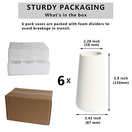 YANLING 6 Pack White Ceramic Vases for Home Decor, 6 Inch Modern Vases for Centerpieces Pampas Grass Table Vase, Boho Vases for Flowers Decor - color: Style a