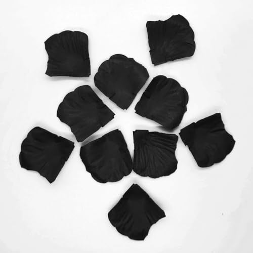 JHFGJGH 500 Pcs Exquisite Black Rose Petals, Emulation Silk Rose Petals, Artificial Flower Petals for Romantic Nights, Weddings, Events, and Valentine's Day Deco (Black) - color: Black