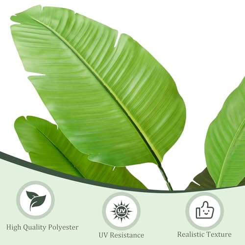 Bird of Paradise Plant Artificial 5.3Ft Tall Fake Tropical Palm Tree with Plastic Pot Silk Floor Plant for Indoor Outdoor Home Office Living Room Decor