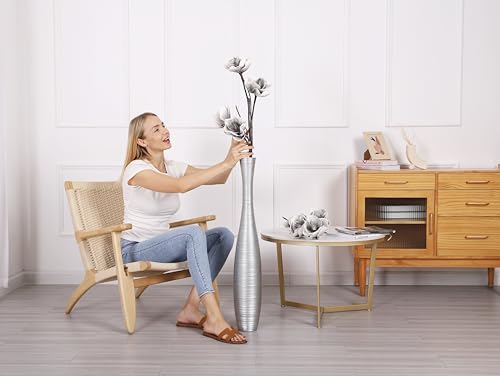 Leewadee Decorative Tall Floor Vase for Living Room Decor, 34 inches, Silver, Resin - color: Silver, size: 34 inches