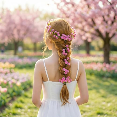 RAINFLOW Babys Breath Artificial Flowers Bulk - 100PCS Mini Flowers for Decoration Scrapbook Supplies Flower Garland Wedding Decorations for Reception Bouquet Accessories Home Decor(White Pink) - color: Pink White, size: 100 PCS