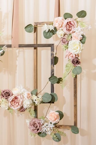 Ling's moment Fake Flowers Box, Faux Artificial Greenery Stems Foam Roses Gardenia Silk Hydrangea Ranunculus Fabic Flower for Centerpieces Bouquet Wedding Vase, Dusty Rose & Blush, Grand Combo - color: Pk-dusty Rose & Blush, size: Grand