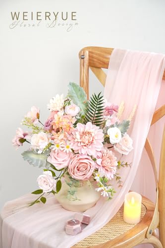 Pink Artificial Flowers Combo Box Wedding Decor,Fake Flowers,Flowers for Decoration,Silk Flowers for Home Decor Indoor,Cake Flowers,Faux Flowers for Crafts - color: Romantic Pink