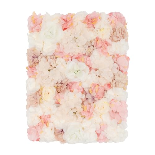 DNYSYSJ Flower Wall 20PCS 23.62" x 15.75" x 0.79" Autumn Pink Orange Hydrangea Artificial Rose Flowers Panel Silk Fabric Wall Mat for Garden Patio Wedding Stage Indoor Outdoor Decor - color: Autumn Pink Orange, size: 20 pieces