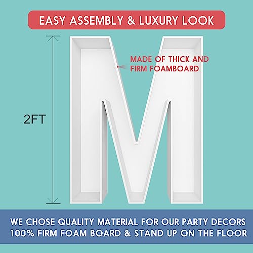 2FT Letter M Mosaic Balloon Frame Letter DIY Fillable Letters Kit for Birthday Party Wedding Backdrop Decor - color: Letter M, size: 2FT