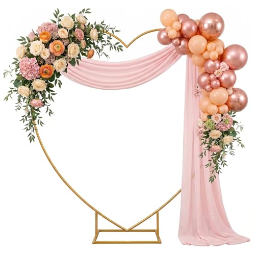 Arttown 6.6 FT Heart Arch Stand Gold Heart Shaped Wedding Arch Frame Wedding Arch Photo Backdrop Stand Suitable for Proposal, Wedding, Valentine’s Day, Bridal, Birthday Party Decorations - color: Gold