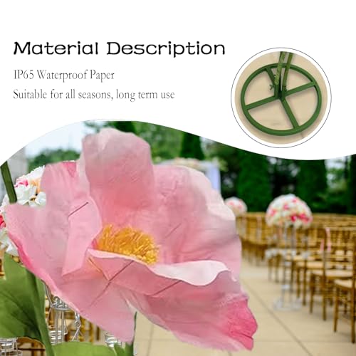 3PCS Pink Giant Artificial Flower Set Waterproof Durable No Fade Easy Care 3D Floral Decor for Home Wedding Office Garden Christmas Party Conference Centerpiece - color: Pink