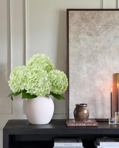 DuHouse 4Pcs Large Hydrangea Artificial Flowers,20 inch Latex Real Touch Hydrangeas Lifelike Hydrangea Flower for Home Wedding Bouquets Centerpieces Party Living Room Decoration(Light Green) - color: Light Green, size: 4pcs