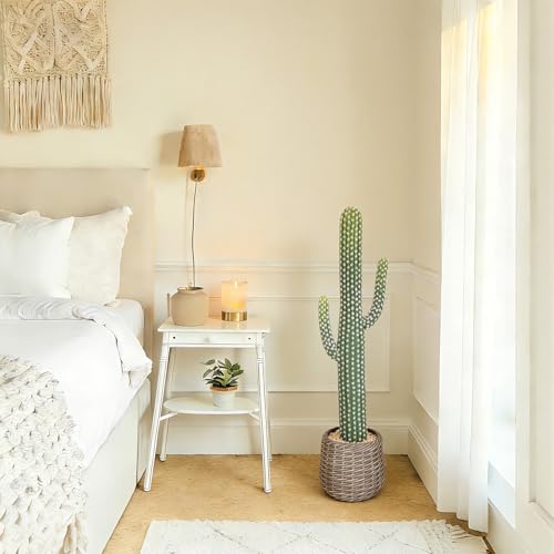 33 Inch Tall Realistic Cactus Plant Artificial with Plastic Woven Planter Decoration Indoor, Lifelike Fake Cactus Plant for Home Office Garden Store Porch Patio Decor. - size: 33 Inch