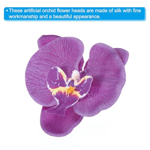 PATIKIL 9cm/3.5" Artificial Orchid Flower Heads, 20 Pack Silk Phalaenopsis Fake Butterfly Orchid Heads for Wedding Floral Bouquet Decor DIY Craft Making, Dark Purple - color: Dark Purple, size: 3.5"
