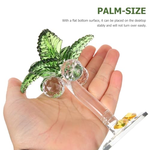 jojofuny Crystal Coconut Tree Ornament 3.93In Artificial Palm Tree Figurine Decorative Collectible Artwork for Home Office Desktop Decor