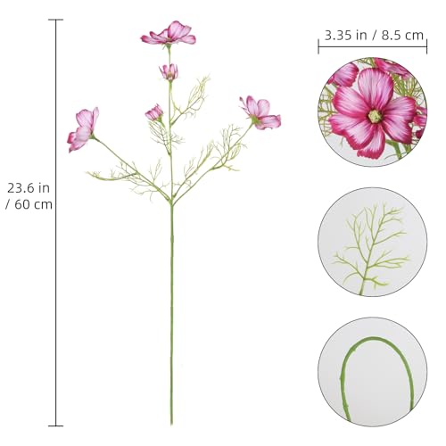 IPOPU 8Pcs Fuchsia Artificial Cosmos Flowers 40 Heads Daisy Fake Flower Faux Wildflowers for Wedding and Engagement DIY Bridal Bouquet Living Room Bathroom Home Decor - color: Fuchsia)