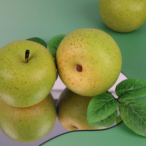 Gresorth 6pcs High Grade Fake Green Apple Decoration Artificial Realistic Fruit Simulation for Home Party Holiday Christmas Display - color: K