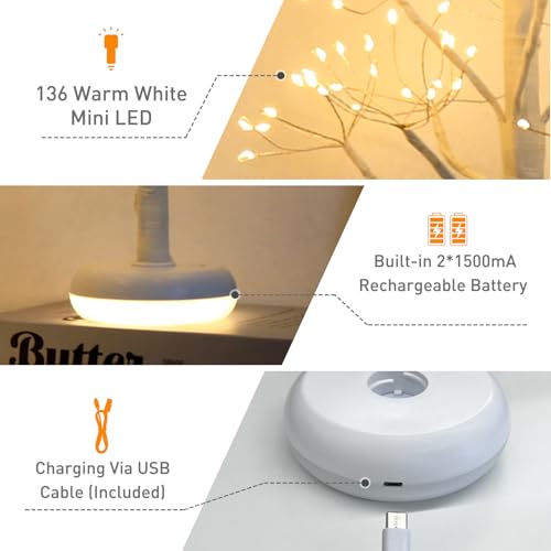 PEIDUO Small Christmas Tree with 136 Lights, 1.64 FT Rechargeable Artificial Trees with 6 Modes, Timer & Dimmable Control, Fairy Light Spirit Tree for Christmas Decorations Indoor Home Decor (2PK) - style: 2PK Christmas tree