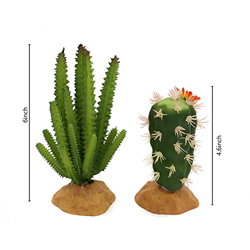 JIHAQUA Reptile Plants Succulent, Artificial Desert Rain Forests Plants for Lizard Bearded Dragon Chameleon Gecko Snake Amphibian Terrarium Decor (Set 2) - color: Set 2