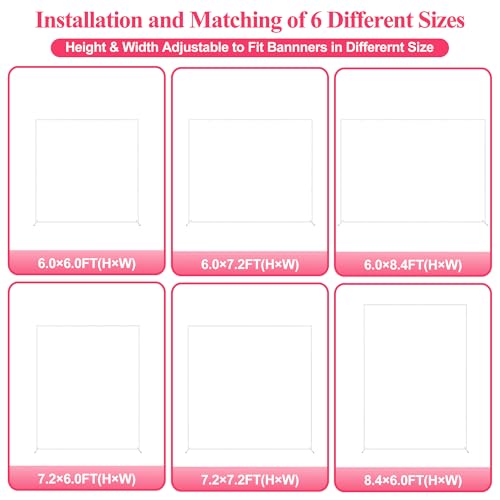 Wokceer Wedding Arch Backdrop Stand Square 7.2 x 7.2 FT White Metal Backdrop Stand Balloon Arch Frame for Wedding Birthday Party Garden Arbor Anniversary Event Decor - color: White, size: 7.2FT x 7.2FT