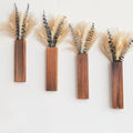 Wall Vase Set of 4 – Wooden Hanging Vases with Pampas Grass & Eucalyptus Dried Flowers – Modern Farmhouse Home Decor for Living Room, Entryway, Bathroom, Hallway & Dining Room - style: B