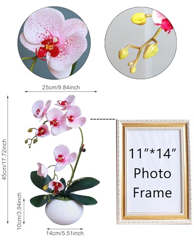 Forlaoers 17" White Fake Orchid in Vase Artificial Orchids That Look Real with Pot Artificial Flowers for Home Decor Indoor Office Bathroom Decoration Table Centerpieces - color: A8:white B Orchid With Vase